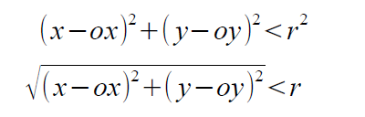 (x,y)が円の内側にいる条件式