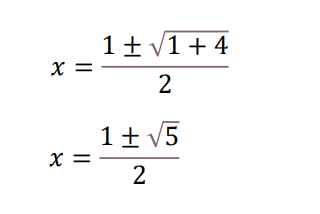 黄金比を求める２次方程式の解